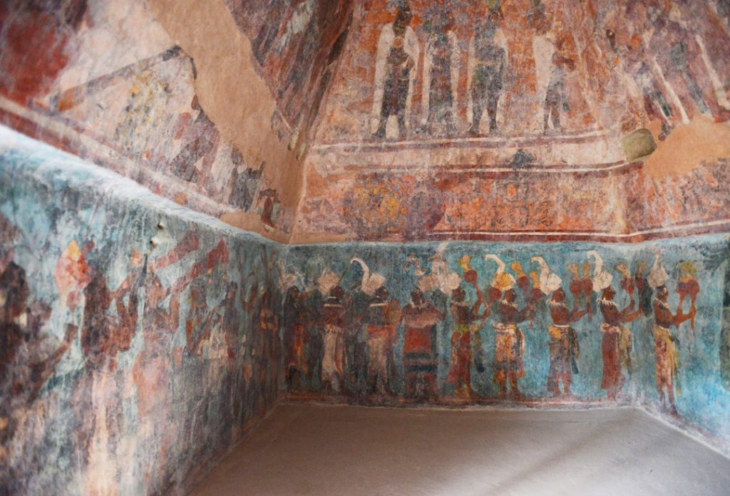 Pinturas murales con escenas importantes en la historia de Bonampak, Chis.